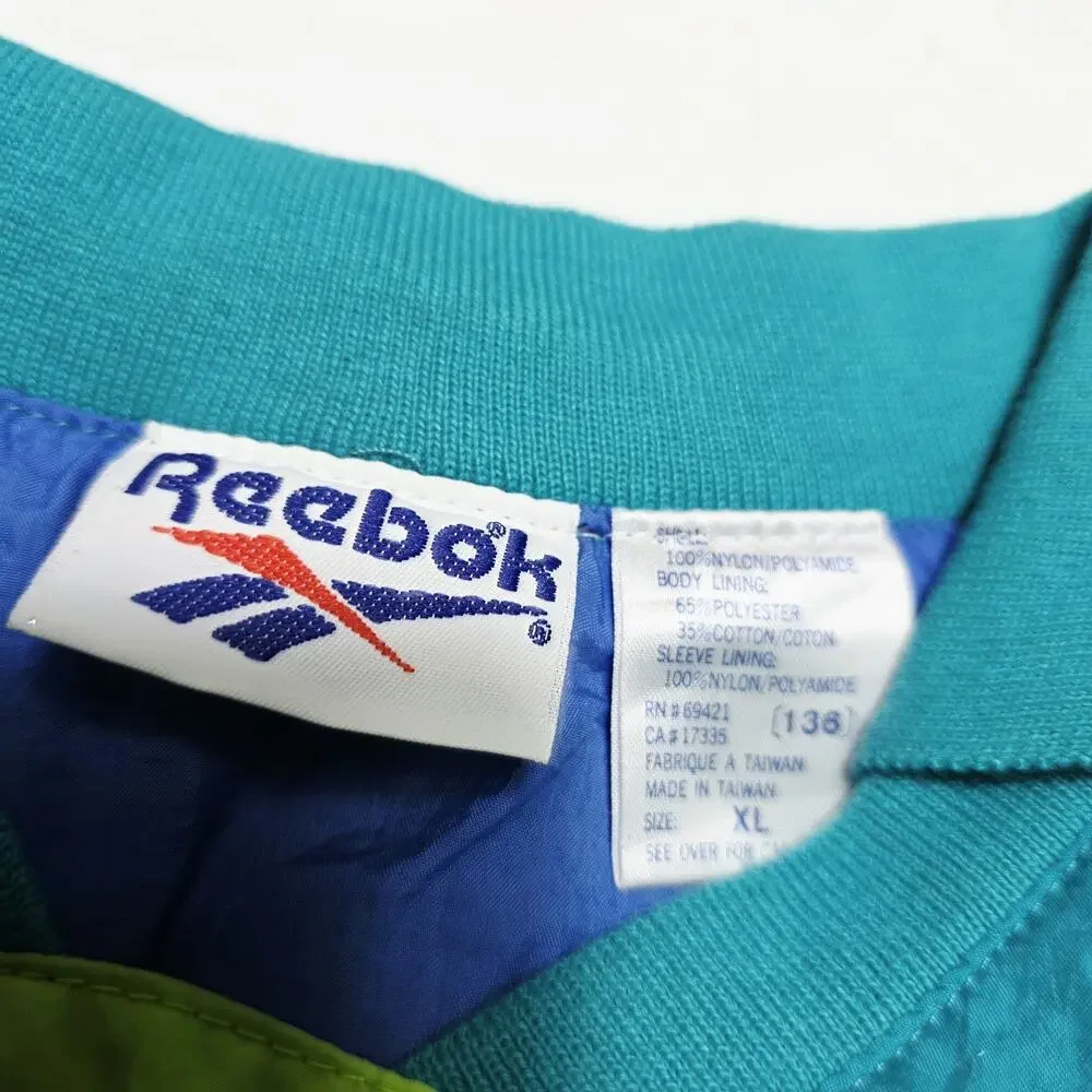 Vintage 90s Reebok Pullover Windbreaker Jacket Teal Green Logo Size XL Youth